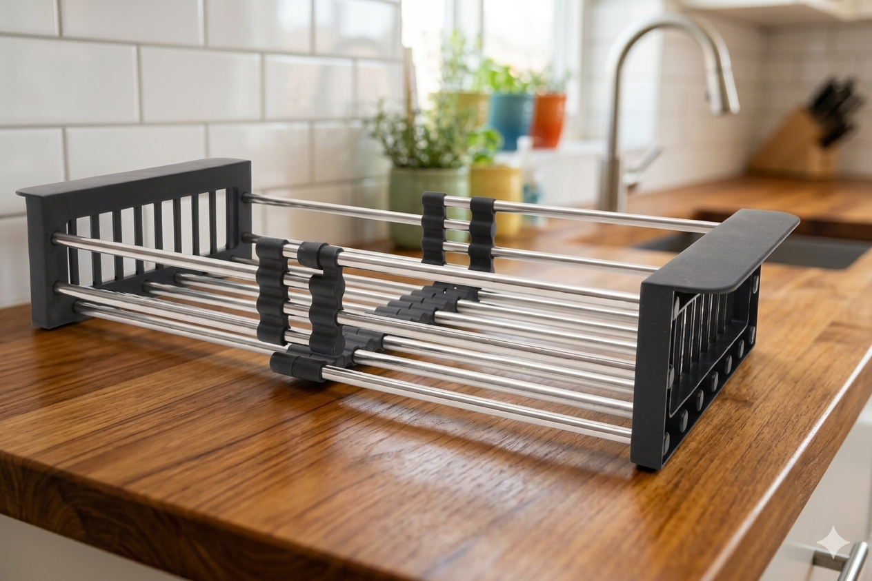 Égouttoir à vaisselle extensible en acier inoxydable