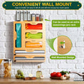 Organiseur 6 en 1 pour papier aluminium et film plastique en bambou pour tiroir de cuisine