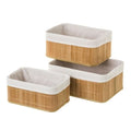 Cflagrant® Lot de 3 Boites/Paniers de Rangement en Bambou intérieur en Tissus